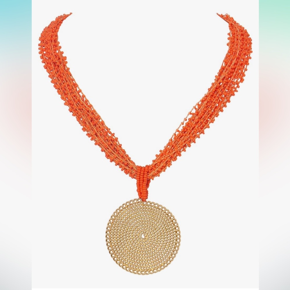 Orange Gold Pendant Necklace